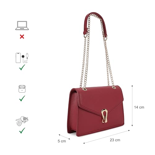Image of Fastrack Casual Sling Bag with Lock Closure for Girls, Medium Size with Internal Organiser, Handheld Design and Metal Chain Sling