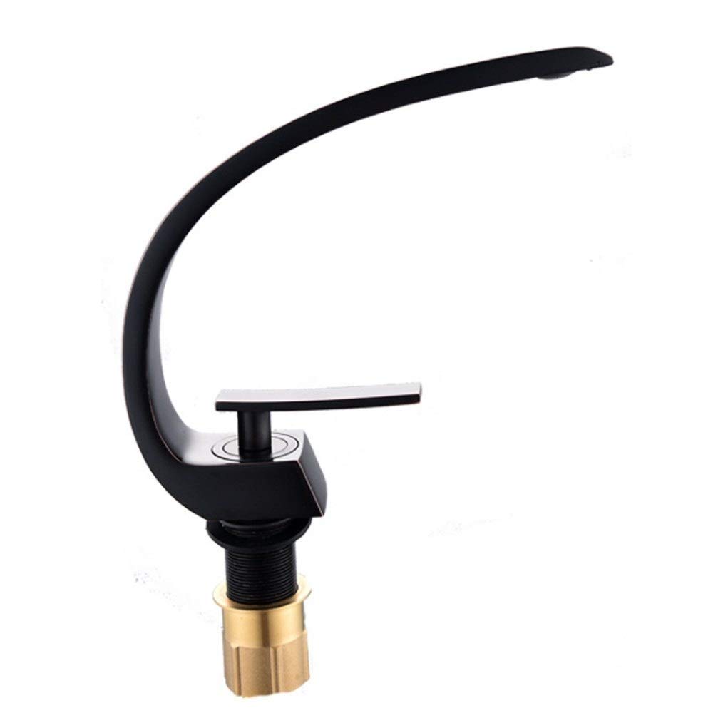 ZYCHSJXA Kitchen Sink Taps,Tap Modern Bathroom Cold Heat Faucets Black Paint Bronze Swater-Tap Plating Sanitary Ware Tap Villa Clubhouse Basin Faucet/Black
