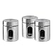 Brushed Stainless Steel and Glass Canister with Window, 5"H & 21OZ Set of 3