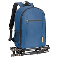 TARION Camera Backpack Waterproof Case Bag with Laptop Compartment Tripod Holder and Rain Cover for DSLR SLR Camera Lens Flash Accessories Blue