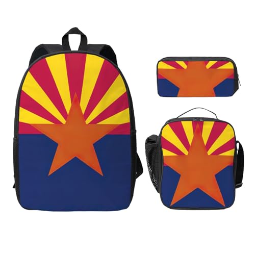Sac à dos Arizona EdWal avec sac repas et trousse, ensemble de 3 pièces noir de taille unique