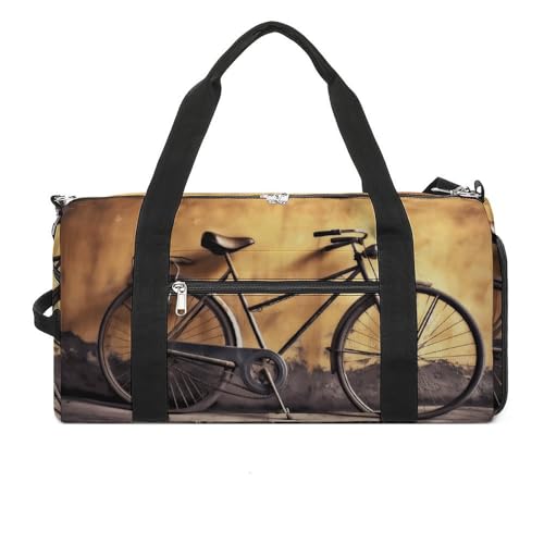 Mens Womens Gym Bag, Old Bicycle Print Duffle Bags,travel Gym Duffle Bag,garment Duffle Bag,gym Bag with Shoe Compartment