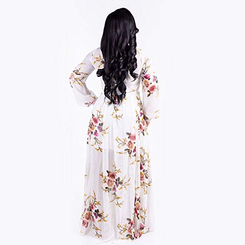Image of Nuofengkudu Womens Chiffon Deep V-Neck Maxi Dress Summer Boho Dresses(S-5XL)