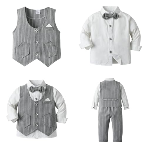 Image of Mud Kingdom Boys Suits for Weddings White Shirts, Vests and Pants Clothes Sets