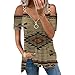 Xmiral Camicia da Donna con Stampa a Maniche Corte con Spalle Scoperte Elegante Camicia a Tunica Vintage con Scollo a V e Cerniera Sportiva Camicia Notte E Vestaglia Parto (XL,Cachi)