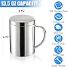 Yesland 2 Pack 13.5 oz (400ml) Stainless Steel Double-Walled Metal Mugs - Perfect Size for Coffee & Tea, Insulated Cup with Lid and Handle, Thermal Camping Mugs for Hot and Cold Drinks