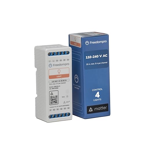 Freedompro Light Module DIN LB0104-A, 4 Channel Smart WiFi Switch, Home Automation for Lights, Compatible with Apple HomeKit, Alexa, Google Home, Matter, Without Hub, 110-230V, for Junction Box Freedompro Light Module DIN LB0104-A, 4 Channel Smart WiFi Switch, Home Automation for Lights, Compatible with Apple HomeKit, Alexa, Google Home, Matter, Without Hub, 110-230V, for Junction Box