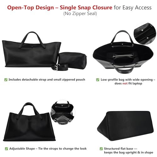Image of M-ioi-M 2Pcs Set, Large /XL Tote Bag with Pouch for Women, Canvas or Genuine Leather Crossbody Shoulder Bag, Top Handle Purse