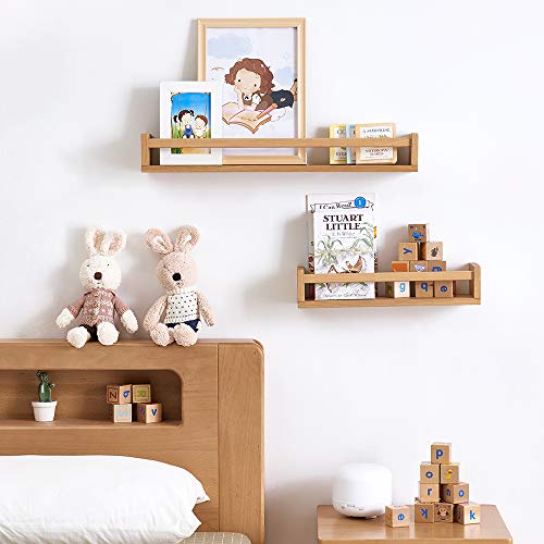Inman Floating Shelves, Wall Mounted Nursery Shelf-Wood Bookshelf Wall Shelves For Kitchen Spice Rack Bedroom And Living Room Baby Nursery Decor, 24 Inch,Natural #TOP1