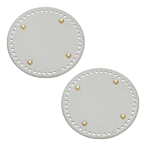 Generic 2 peças de fundo de saco de crochê, 15 cm de diâmetro, bolsa redonda, bolsa de couro, modelador inferior com orifícios, bolsa de crochê, base de almofada para bolsa de mão faça você mesmo