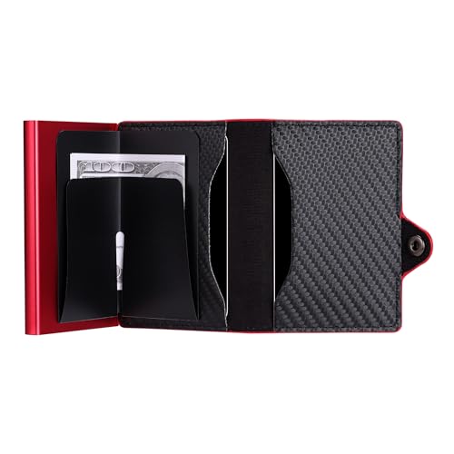 Image of Card Blocr Pop Up Wallet for Men RFID Blocking Carbon Fiber Slim Design 4-6 | Card Holder Wallet with Front Pocket Wallet Style Offers Easier Access Cash & ID Storage, Plus Everyday Carry Conveniences.