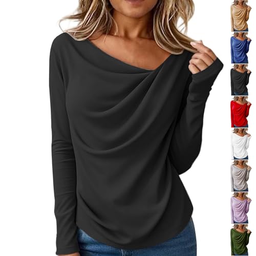 Long Sleeve Tops for Women Asymmetric Ne…