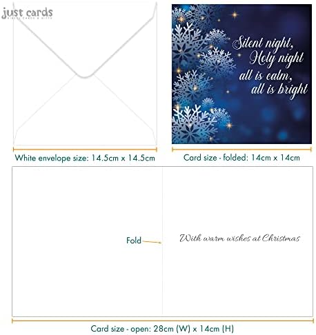 Pack of Christmas cards - Snowflakes, 10 Christmas cards in pack with 10 white envelopes - Designed, printed and hand-packed in the UK, by Just Cards Direct