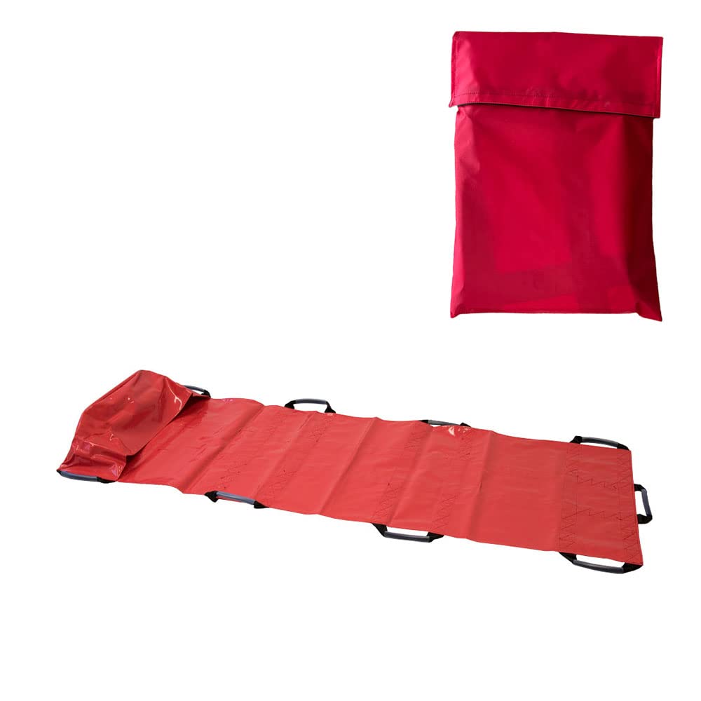 Tragetuch Rettungstuch DIN EN 1865 - Patiententrage Bergetuch aus PVC-Plane mit Fußsack, 10 Tragegriffe, bis 150 kg, Rettungsdienst für Notfallausrüstung, inkl. Transporttasche rot