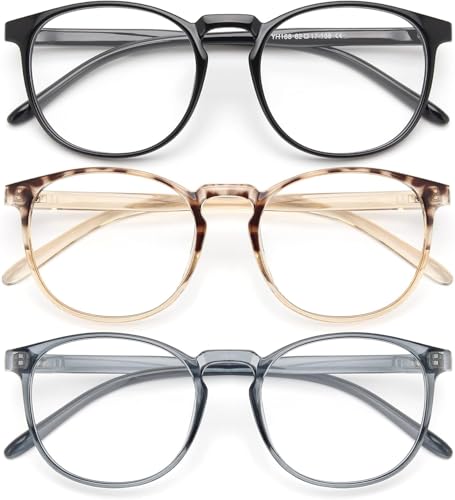 Image of IBOANN Chic & Comfy Blue Light Glasses for Women - 3-Pack Round Frames, Screen-Ready Style with UV Protection Coating