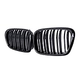 Car Front Radiator Grilles Carbon Fiber 2Pcs Car Front Bumper Hood Kidney Grill Dual Slat Grilles, for BMW E39 5-Series 525 528 1999-2003