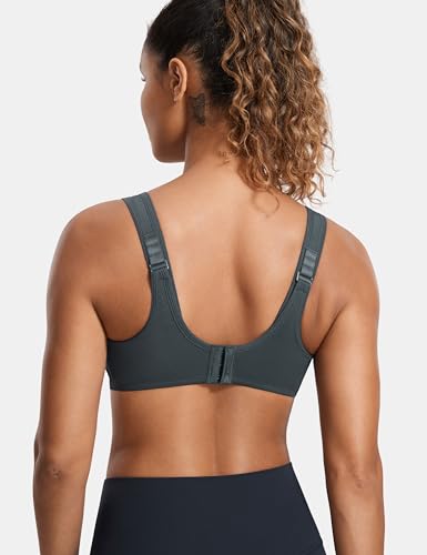 Image of SYROKAN Women's Max Control Underwire Sports Bra High Impact Plus Size with Adjustable Straps Unlined Bra