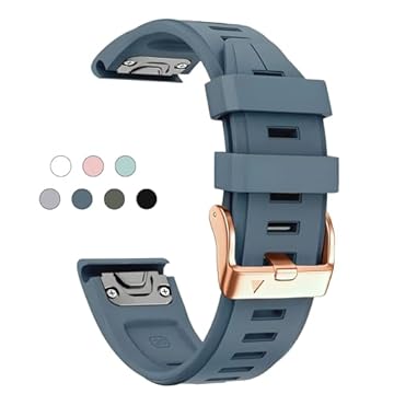 OUTVI Pulseira de relógio de 20 mm para Garmin fenix 6s 5s 7s pro epix pro gen 2 42 mm Descent Mk2s Mk3 Mk3i silicone macio ajuste rápido 20 pulseiras com fivela ouro rosa para mulheres, Capitão Azul