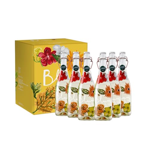 Blum by LAUS Vino Blanco Frizzante - Pack 6 Botellas 75cl - Garnacha Blanca D.O. Somontano - Botella Diseño Exclusivo Eva Armisén Reutilizable - Ideal para Aperitivos, Tardeo y Cócteles