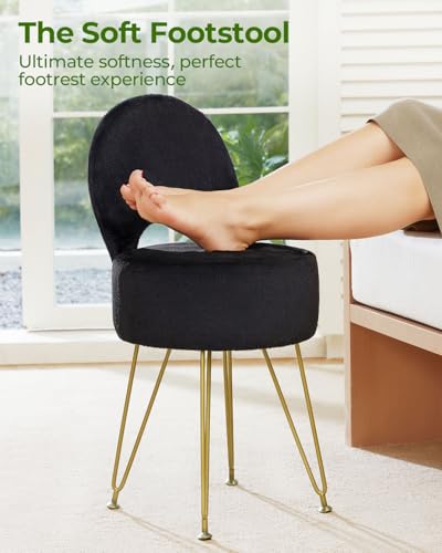 image for GREENSTELL Small Vanity Stool Chair with Storage and Folding Back, 13