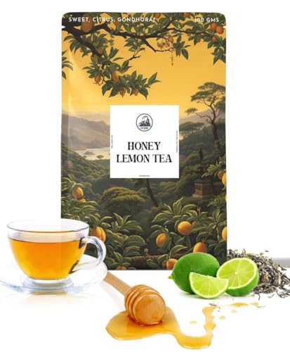 DORJE TEAS Lemon Honey Tea – 100g | Made with special Gondhoraj Lemons | Organic Darjeeling Tea | Promotes Good Sleep, Stress Relief | Natural Loose Leaf Tea | Soothing Tea for Relaxation | Antioxidants For Glowing Skin (Pack-1, 100 Grams)