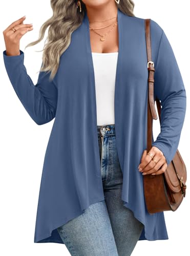 Image of Anymiss Womens Long Cardigans Spring Lightweight Jackets S-2XL Knit Kimono
