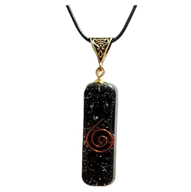 Hand Crafted Black Tourmaline Gemstone ORGONE Pendant Powerful Reiki Protective Energy Adjustable Necklace