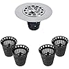 Danco 10529P Chrome Shower Drain Hair Catcher for Stand-Alone Shower, 3-inch Shower Drain Hair Trap, Includes 5 Replacement Baskets, Shower Strainer