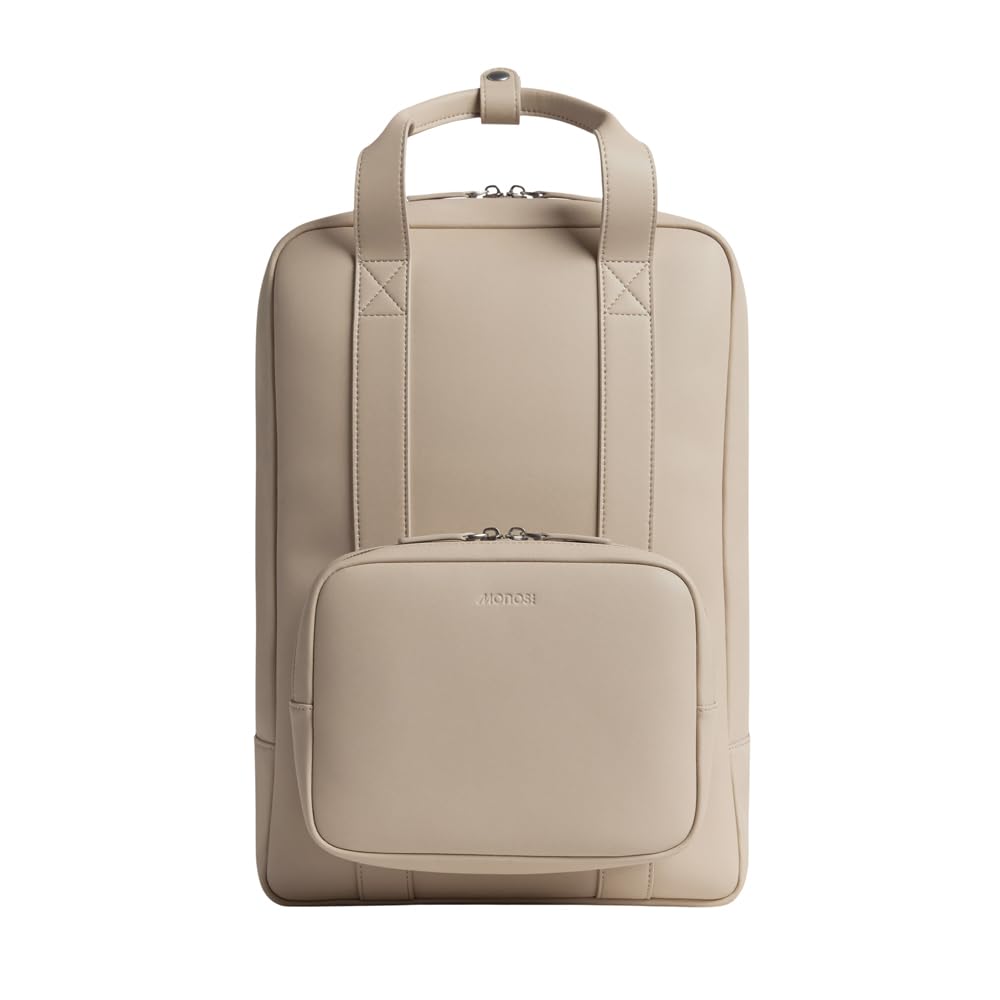 Monos Metro Backpack Vegan Leather, Ivory, Medium