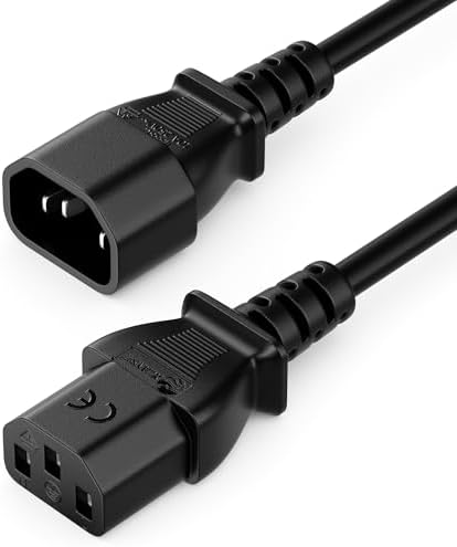 deleyCON 3,0m Kaltgerätekabel Verlängerung IEC C13 auf C14 - Schwarz | Stromkabel Stromverlängerung, gerader C13 Stecker auf C14 Buchse, für Hausgeräte, PC, Monitor, Beamer und Dru