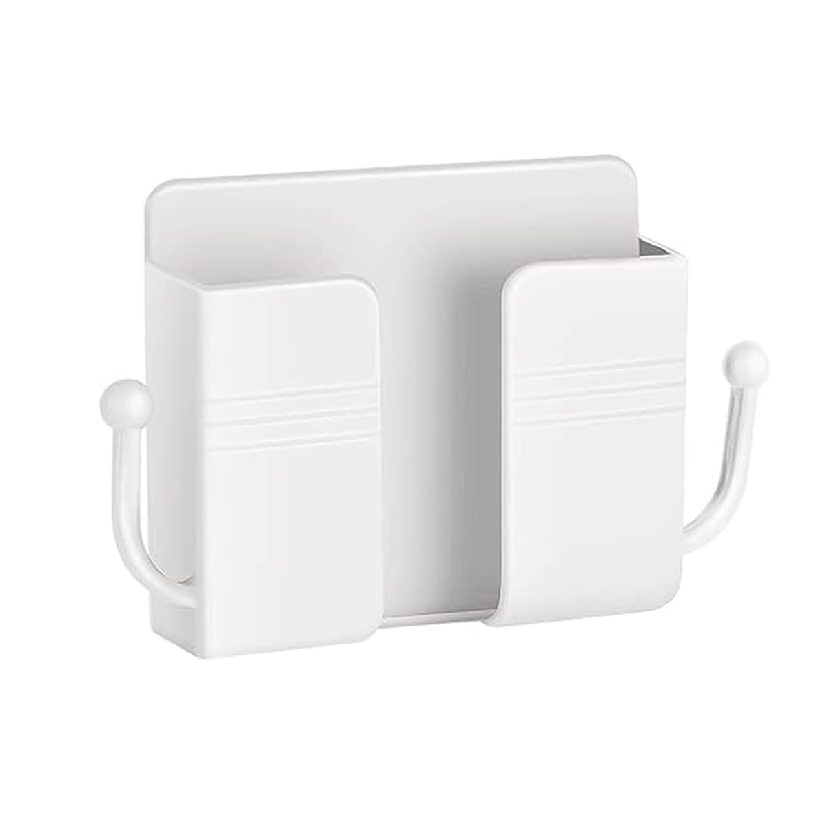 OJOS Adhesive Wall Mount Phone Holder/Charging Stand and Remote Control Stand Multipurpose Socket Pocket Universal Deck Storage Box for Bedroom, Kitchen, Bathroom, Office- White-image-35