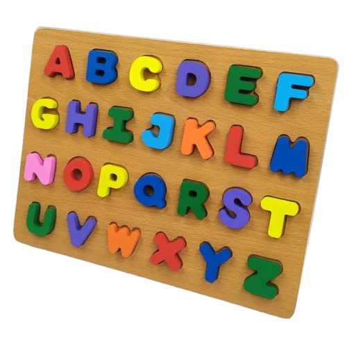QUEBRA CABEÇA BRINQUEDO DIDÁTICO DE MADEIRA LETRA ALFABÉTICA COLORIDAS