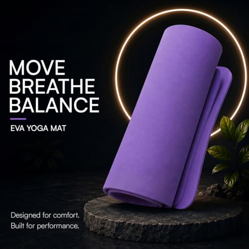 Image of Arrowmax 4mm Yoga Mat with Carry Cover for Men & Women, Anti-Skid Exercise Mat for Yoga, Pilates, Meditation, Stretching & Home Workout, Lightweight Portable Fitness Mat (PURPLE)