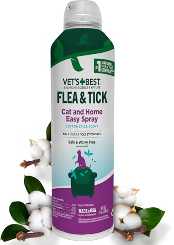 Vet’s Best Natural Flea & Tick Easy Spray for Cats – Natural Flea...