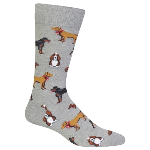 Image of Hot Sox Men's Fun Dogs Crew Socks - 1 Pair Pack - Cool & Funny Pets Novelty Fashion Gifts