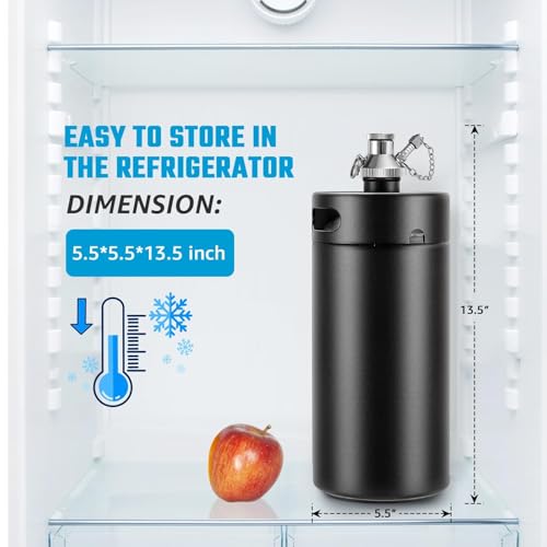 128oz Mini Keg Growler Tap System, 3.6L Mini Keg Pump Beer Tap Draft Beer Dispenser System Growler Beer Keg Party Hand Pump for Homebrew Craft Beer, Camping, Picnics by WELLBOM - Image 3