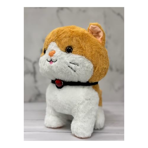 Image of ADORA Cute Cat Soft Toy Plush - 25cm Orange & White Kitten Stuffed Animal | Ultra-Soft & Cuddly Plushie with Red Collar | Gift for Girls, Boys, Kids, and Cat Lovers | Kawaii Plush Toy for All Ages