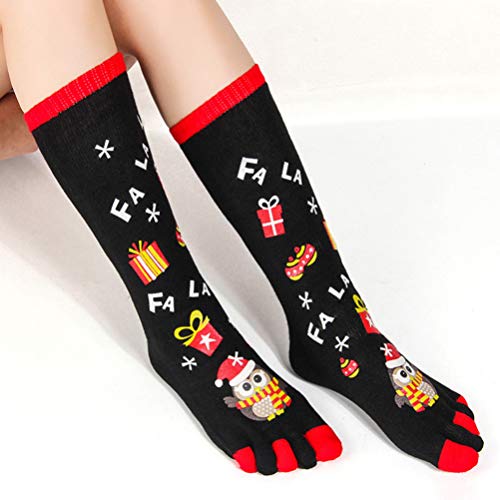 KESYOO 6 Pares Meias de Natal de Cinco Dedos Do Pé de Natal Meias de Meia Panturrilha Papai Noel Bon