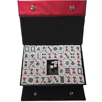 FOLLDALT Mahjong-Set, 144 Teile, 3,0 x 2,25 x 1,7 cm Mahjong-Steine, tragbares mit 3 Würfeln, Mahjong-Set in voller Größe mit englischen Zahlen für Reisen, Partys und Familienspiele 麻将