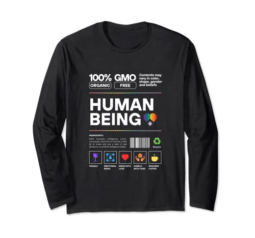 T-shirt « Human Being Label Humanity First Pride Month » Manche Longue