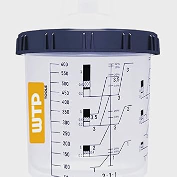 Disposable Paint Cup System KIT Combo, 50 Lids + 50 Liners + 1 Hard Cup + 20 Caps - 1 Box Pack - Fast Cup 650ml 22Oz (125mic) - Sprayer Mixing Cup for Automotive Paint Gun