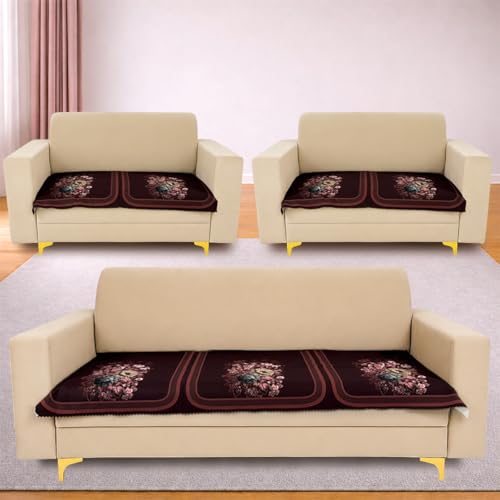 Image of Homerz Premium 'Luxe Series' Sofa Cover | Holland Velvet Fabric | Smooth Finish | Anti-Slip Fleece Backing Couch Protector (Maroon, 7 (3+2+2) Seater, Only Seat Cover)