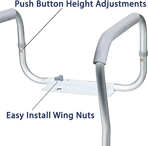 Carex Toilet Safety Frame - Toilet Safety Rails and Grab Bars For Seniors, Elderly, Disable, Handicap - Easy Install With Adjustable Width/Height, Fits Most Toilets by Carex - Used condition - CA$47.02