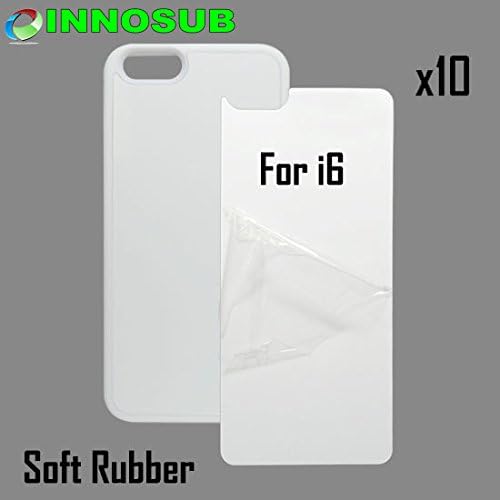 10 White Blank iPhone 6 Rubber case Printable for heat and sublimation printing/Personalize/10 cases+10 insert