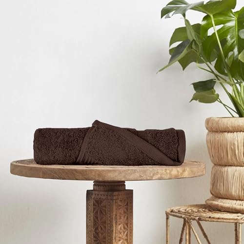Image of Divine Casa Cotton Brown Bath Towel 550 GSM, Hotel Quality Soft & Absorbent Towel, 75x150 cm