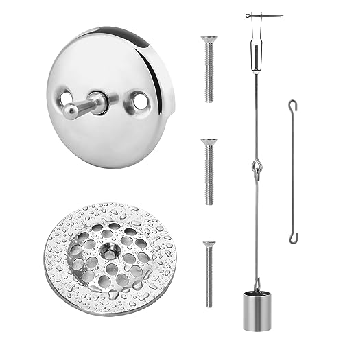Tub Drain Kit Bath Tub Drain Linkage Assembly with Trip Lever and Strainer Done Cove All Components are Made of 304 Stainless Steel Fit for Trip Lever Bath Tub Waste and Overflow Drain