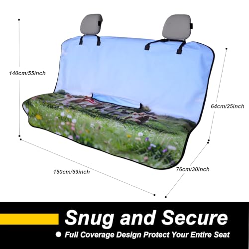 Image of Back Seat Cover for Car Trucks Van SUV Jeep,Waterproof Rear Bench Towel Seat Covers for Dogs and Kids,Automotive Backseat Protector (Dog Print)