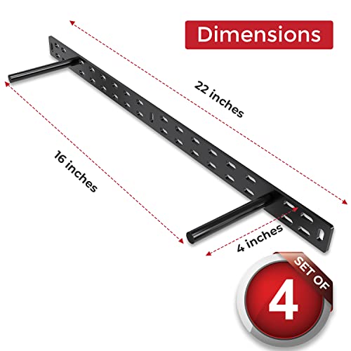 Hungsmart - 4 X 22 Inch Heavy Duty Floating Shelf Bracket - Long Wall Shelves Support, Hidden Floating Shelf Hardware, Black Shelf Brackets, Perfect For Kitchen/Nursey/Tv Wall Shelf Decor (4 Inch Rod) #TOP1