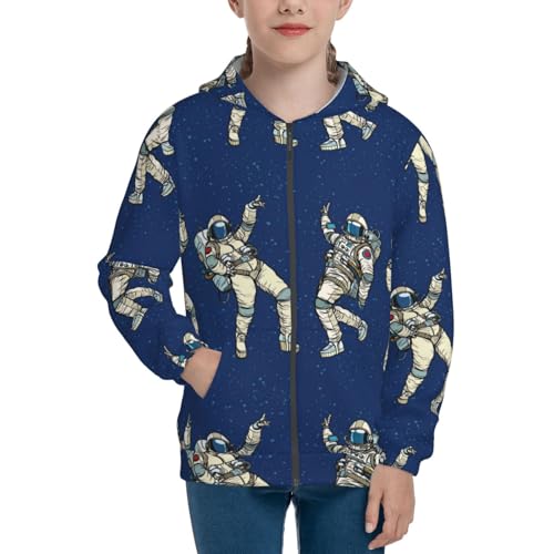 Disco party Astronaut Dancing Kids Pullover Hoodies Boys Zip Up Sweatshirts Girls Athletic Clothes with Pocket3
