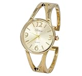 Blekon Collections Analog Quartz Women's Elegant 33mm Case Casual Metal Cuff Bangle Watch (Gold)…